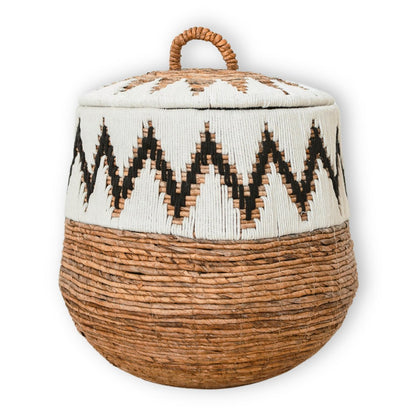 Wasmand met deksel – Boho Wasmand Rond PALEM (3 maten Ø33/43/55cm)