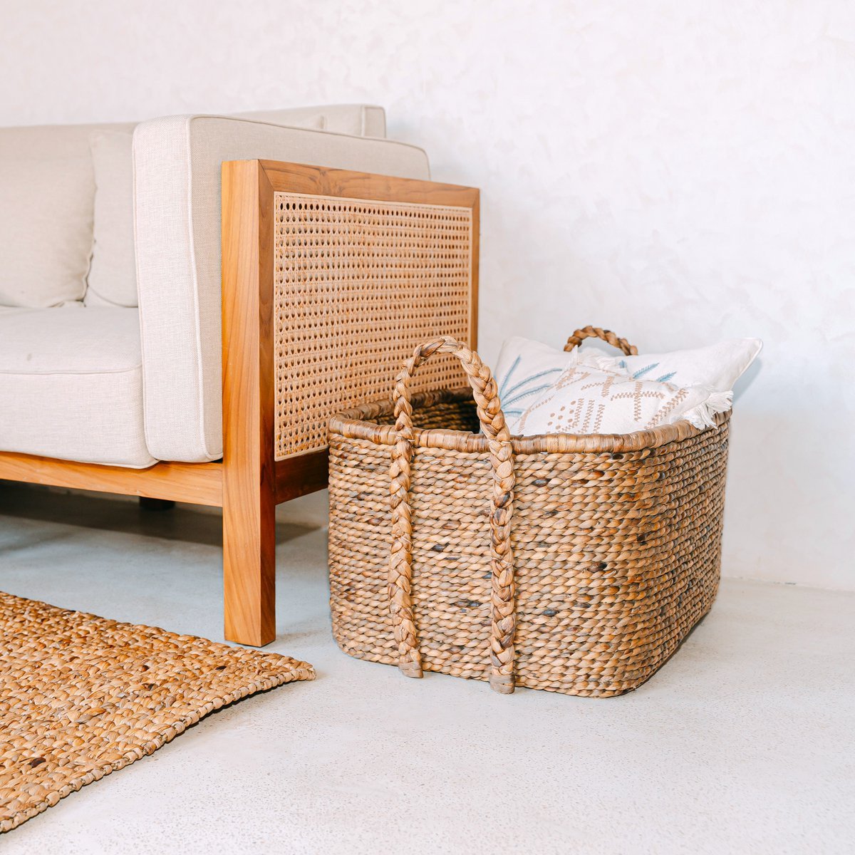 Vierkante boho mand (2 maten) Mentari