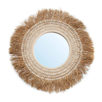 De Raffia Kauri Spiegel - Natuurlijk Wit