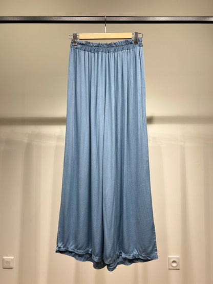 Veelzijdig te combineren wijde Broek met Elastische Taille 100% Viscose