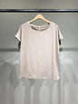 Comfortabel T-shirt met Korte Mouwen Satijn Effect Dubbele Halslijn