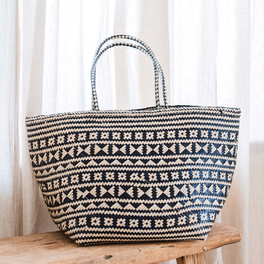 Boho Tote Bag – Zeegras Zomertas KIDUL (zwart)